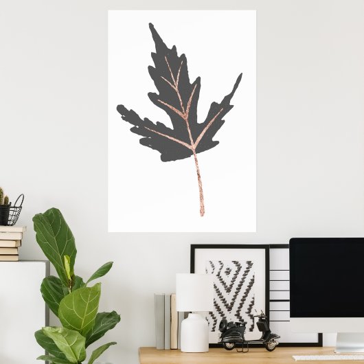 Roos Gold Tree Leaf Wall Afdrukken Poster (Thuiskantoor)