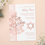 Roos Gold Tree of Life Bat Mitzvah Invitations Kaart<br><div class="desc">Moderne faux roos Gold Tree of Life Bat Mitzvah uitnodigingen. Eenvoudig aan te passen voor uw evenement. Design zijn platte afgedrukte illustraties/afbeeldingen - NIET ACTUELE ROOS GOLD FOIL.</div>