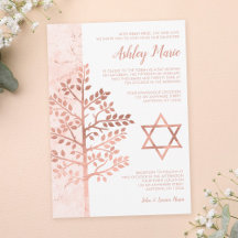 Roos Gold Tree of Life Bat Mitzvah Invitations