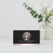 Roos Gold Tree Root Logo Wellness Salon & Spa Visitekaartje (Staand voorkant)