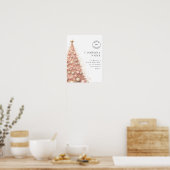 Roos Gold Tree Welkom Personeel Kerstfeest Logo Poster (Keuken)