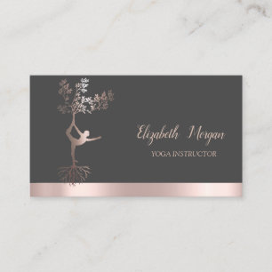Roos Gold Tree Women Silhouette, Yoga Instructor Visitekaartje