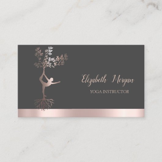 Roos Gold Tree Women Silhouette, Yoga Instructor Visitekaartje (Voorkant)