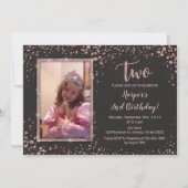 Roos Gold Trendy Elegant 2e Verjaardag Meisjes Fot Kaart (Voorkant)