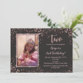 Roos Gold Trendy Elegant 2e Verjaardag Meisjes Fot Kaart (Staand voorkant)