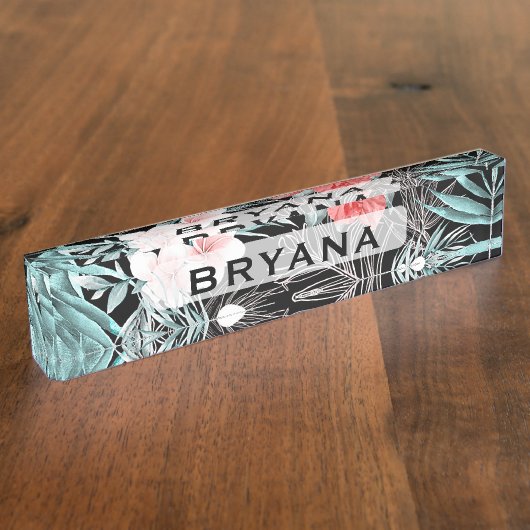 Roos Gold Tropical Botanical Island Paradise Chic Naambordje (Zijkant)