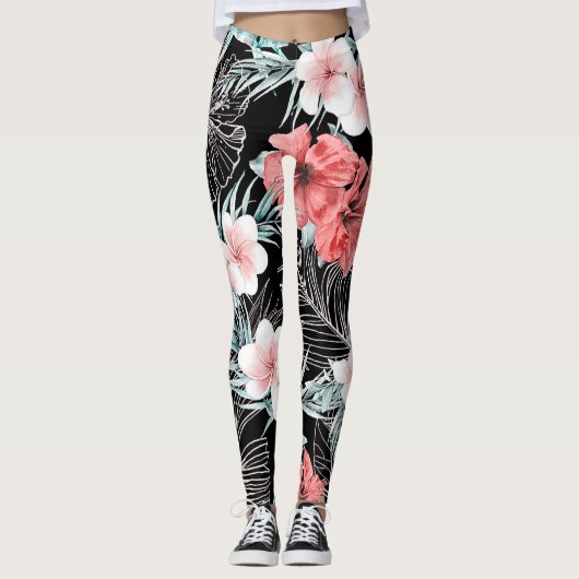 Roos Gold Tropical Botanical Paradise Island Leggings (Voorkant)