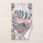 Roos Gold Tropical Flamingos Leaves & Marble Bad Handdoek (Handdoek)