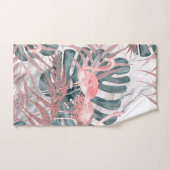 Roos Gold Tropical Flamingos Leaves & Marble Bad Handdoek (Handdoek)
