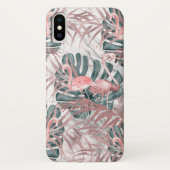 Roos Gold Tropical Flamingos Leaves & Marble Case-Mate iPhone Case (Achterkant)