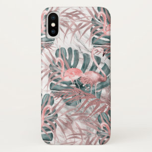 Roos Gold Tropical Flamingos Leaves & Marble Case-Mate iPhone Case