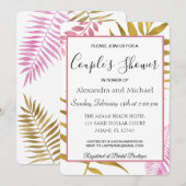 Roos Gold Tropical Floral Couple's Shower Kaart (Voorkant / Achterkant)