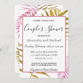 Roos Gold Tropical Floral Couple's Shower Kaart