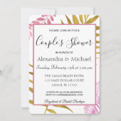 Roos Gold Tropical Floral Couple's Shower Kaart (Voorkant)