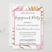 Roos Gold Tropical Floral Engagement Party Kaart (Voorkant)