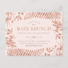 Roos Gold Tropical Greenery Baby Brunch Uitnodiging Briefkaart