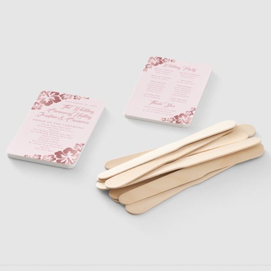 Roos Gold Tropical Hibiscus Flower Wedding Program Handwaaier (Niet-gemonteerd)