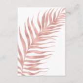 Roos Gold Tropical Palm Leaf White Wedding Details Informatiekaartje (Achterkant)