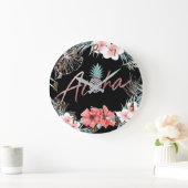 Roos Gold Tropische anananas Botanische Aloha Chic Grote Klok (Huis)