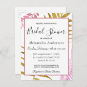 Roos Gold Tropische Bloemen Bruids Douche Uitnodig Uitnodiging Briefkaart (Voorkant / Achterkant)