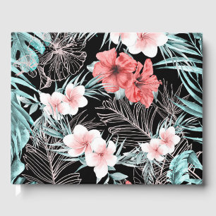 Roos Gold Tropische Elegante Botanische Bruiloft Gastenboek