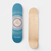 Roos Gold Turquoise Turtle Mandala Monogram Persoonlijk Skateboard (Voorkant)