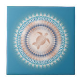 Roos Gold Turquoise Turtle Mandala Tegeltje (Voorkant)