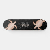 Roos Gold Turtle Black Marmer Monogram Persoonlijk Skateboard (Horizontaal)