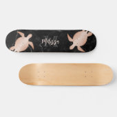 Roos Gold Turtle Black Marmer Monogram Persoonlijk Skateboard (Horizontaal)
