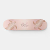 Roos Gold Turtle Blush Abrito Monogram Tropisch Persoonlijk Skateboard (Horizontaal)