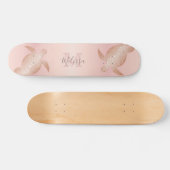 Roos Gold Turtle Blush Abrito Monogram Tropisch Persoonlijk Skateboard (Horizontaal)