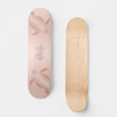Roos Gold Turtle Blush Abrito Monogram Tropisch Persoonlijk Skateboard (Voorkant)