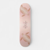 Roos Gold Turtle Blush Abrito Monogram Tropisch Persoonlijk Skateboard (Voorkant)