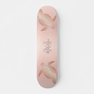 Roos Gold Turtle Blush Abrito Monogram Tropisch Persoonlijk Skateboard