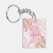 Roos Gold Turtle Blush Marble Aloha Sleutelhanger (Voorkant Links)