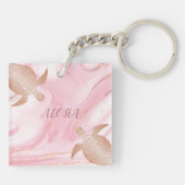 Roos Gold Turtle Blush Marble Aloha Sleutelhanger (Achterkant)