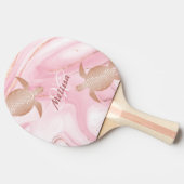 Roos Gold Turtle Blush Marble Monogram Jouw naam Tafeltennisbatje (Zijkant)