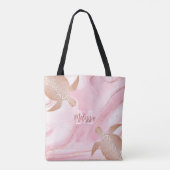 Roos Gold Turtle Blush Marble Monogram Jouw naam Tote Bag (Achterkant)