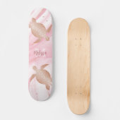Roos Gold Turtle roze marmer Ink Jouw naam Persoonlijk Skateboard (Voorkant)