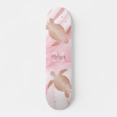 Roos Gold Turtle roze marmer Ink Jouw naam Persoonlijk Skateboard (Voorkant)