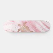 Roos Gold Turtle roze marmer inkt Persoonlijk Skateboard (Horizontaal)