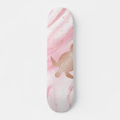 Roos Gold Turtle roze marmer inkt Persoonlijk Skateboard (Voorkant)