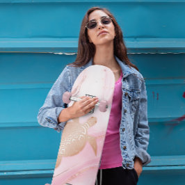 Roos Gold Turtle roze marmer inkt Persoonlijk Skateboard