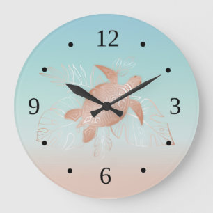 Roos Gold Turtle Tropical laat kustgetallen achter Grote Klok