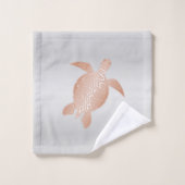 Roos Gold Turtles Grey Elegant Coastal Bad Handdoek (Wasdoekje)