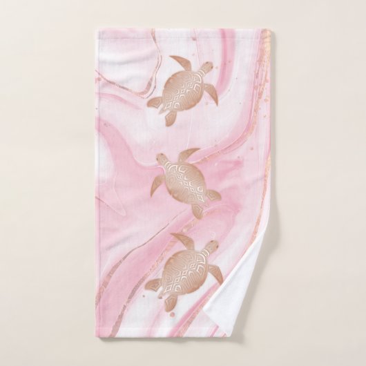 Roos Gold Turtles Ink Marble Coastal Bad Handdoek (Handdoek)