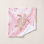 Roos Gold Turtles Ink Marble Coastal Bad Handdoek (Wasdoekje)