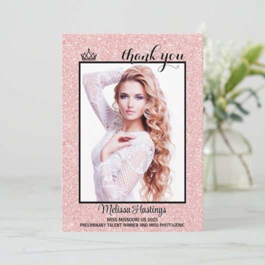 Roos Gold Tuxedo Pageant Bedankt Card (Staand voorkant)