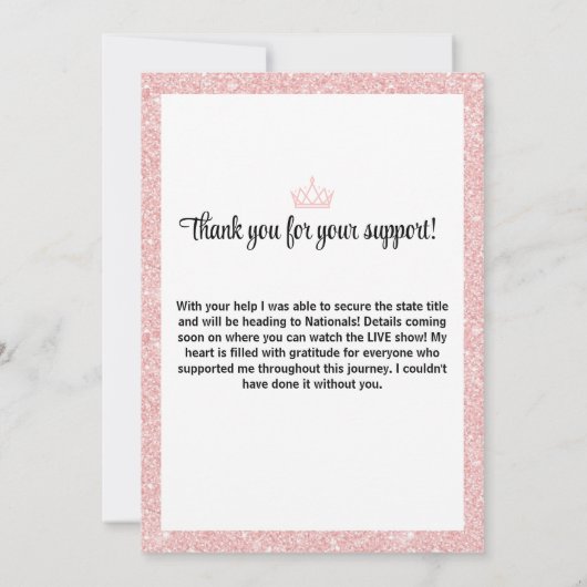 Roos Gold Tuxedo Pageant Bedankt Card (Achterkant)