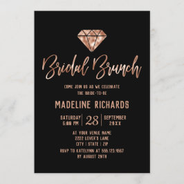 Roos Gold Typografie Bridal Brunch Invitation Kaart